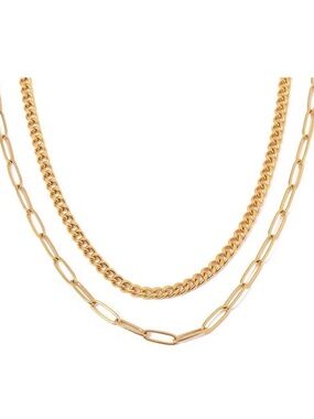 18K Gold Plated Double Layer Necklace - Waterproof Jewelry